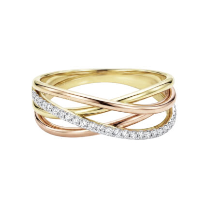 ANILLO CRUZADO ENTRELAZADO ORO 14K #8
